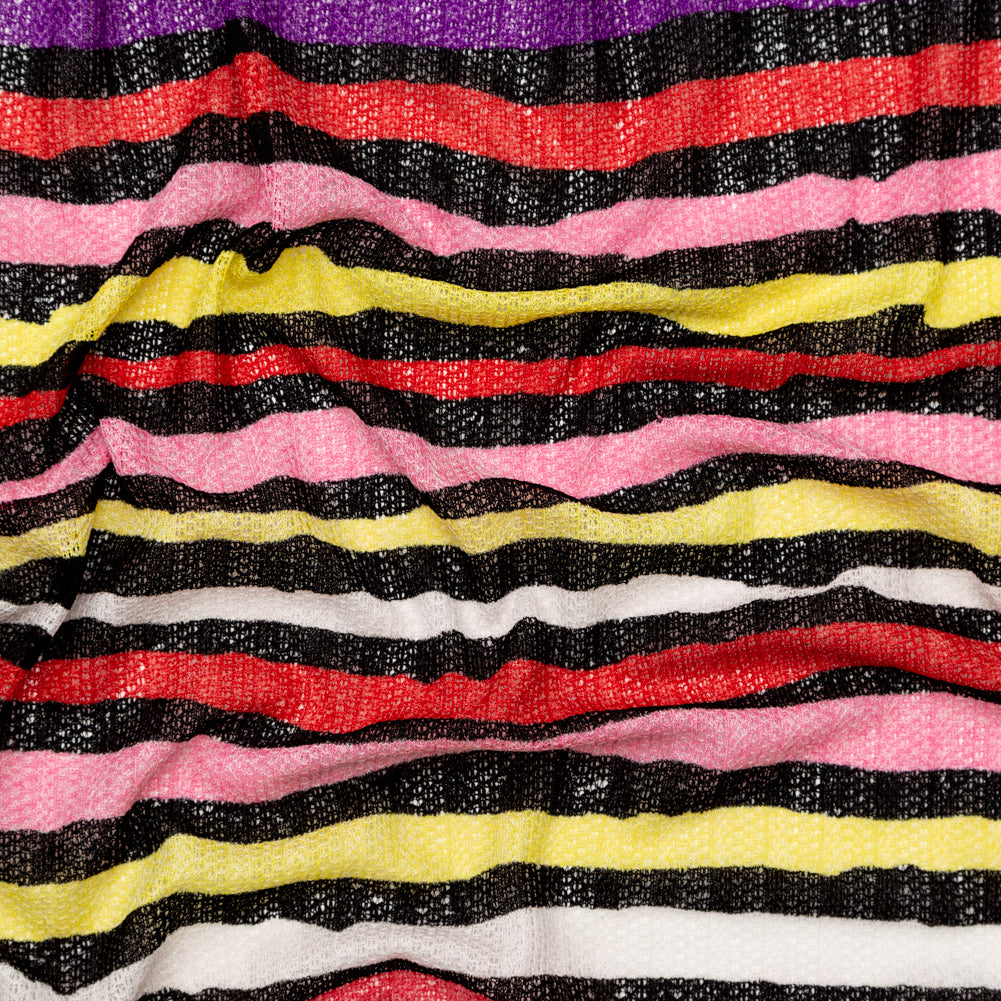 Pink, Red and Yellow Wavy Striped Sweater Knit - Joann Fabrics