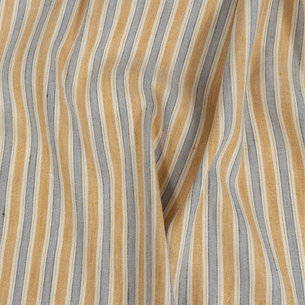 Gamboge and Icelandic Blue Ticking Striped Stretch Linen and Rayon Woven - Joann Fabrics