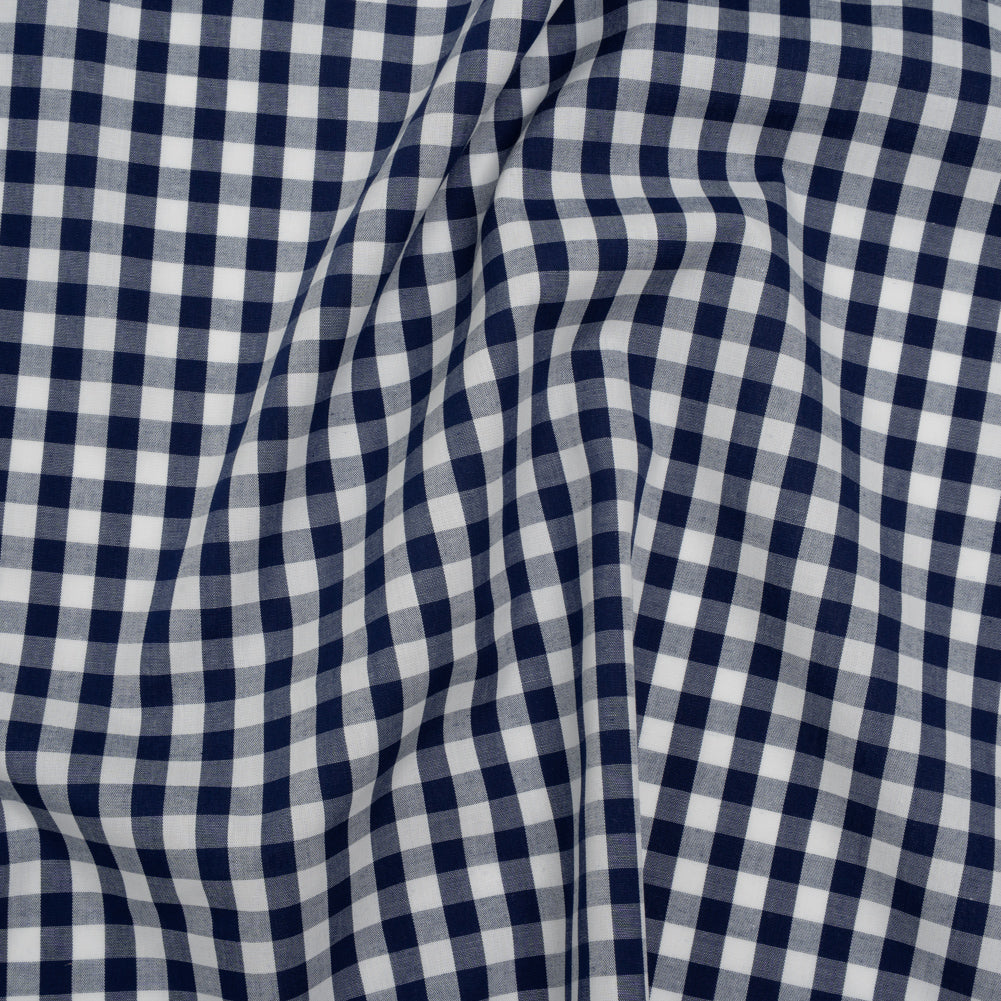 Cotton Gingham Shirting - Dark Teal Blue and White Checks - Deadstock - Joann Fabrics