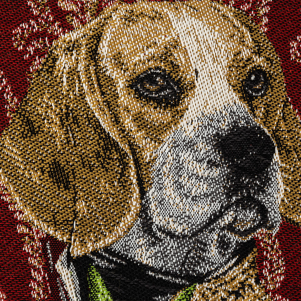French Burgundy Woof Marshal Cotton Blend Oversized Square Patch - 18.875