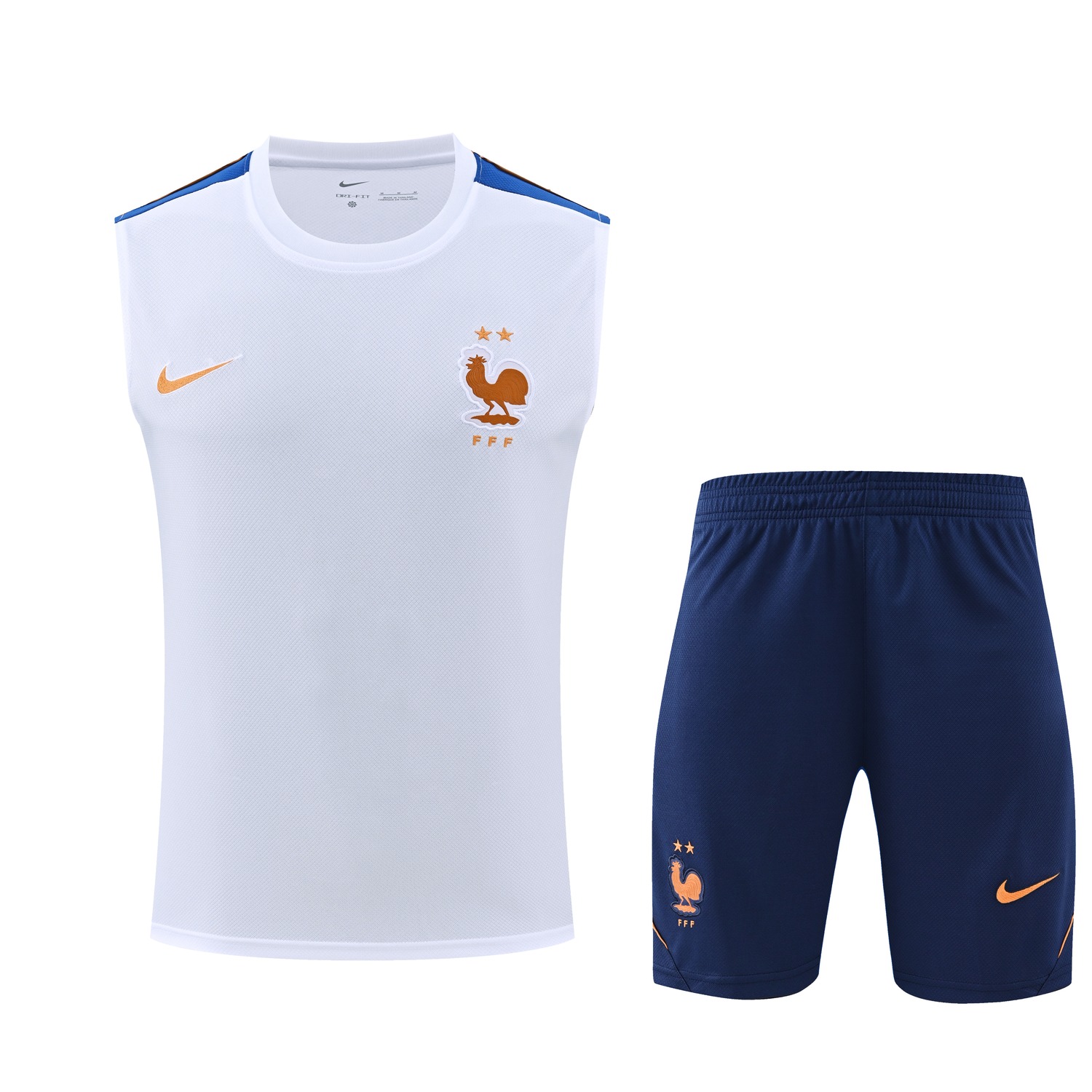 France 2026 Vest Training Set - White Vest and Deep Blue Shorts - UnitedFutballJersey