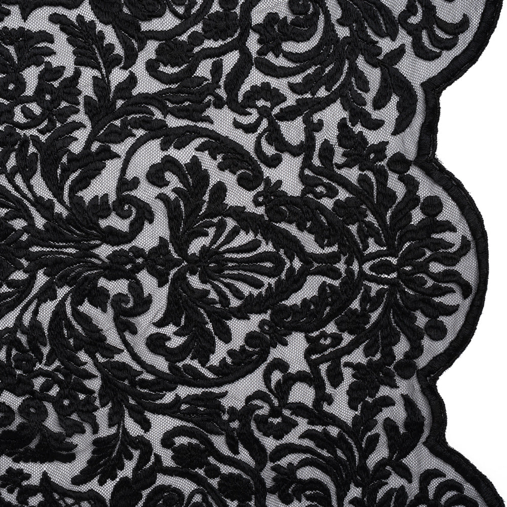 Embroidered Lace Tulle - Black Floral Damask with Pineapples - Joann Fabrics