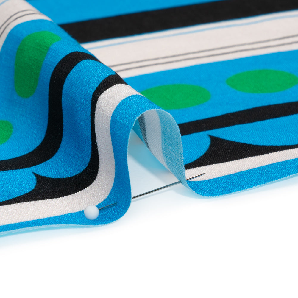 Slubbed Viscose Woven Panel - Blue, Green and Black Abstract Geometric - Mood Exclusive Abstract Thoughts - Joann Fabrics