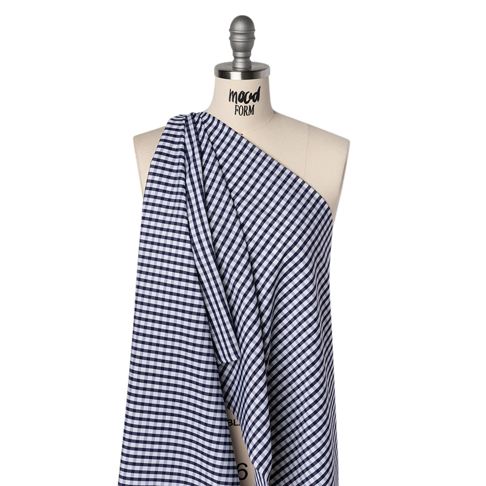 Cotton Shirting - Navy Blue and White Checks - Deadstock - Joann Fabrics