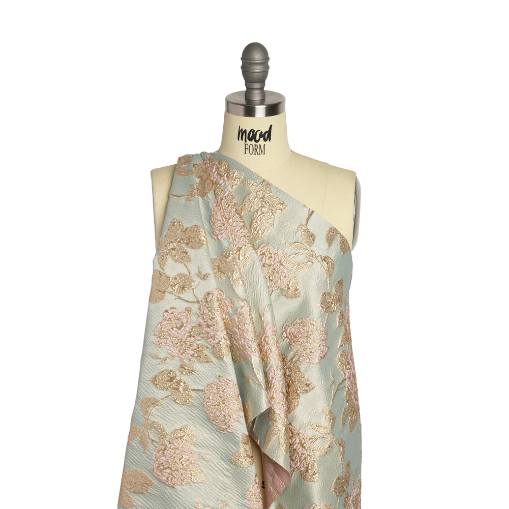 Metallic Gold, Baby Pink and Light Gray Floral Luxury Brocade - Joann Fabrics
