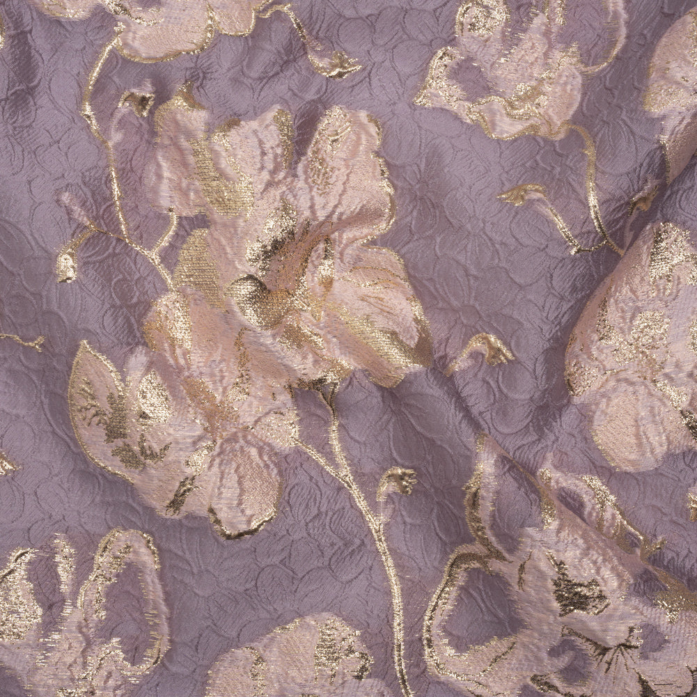 Metallic Brocade - Lilac, Baby Pink and Gold Flowers on Flowers - Joann Fabrics