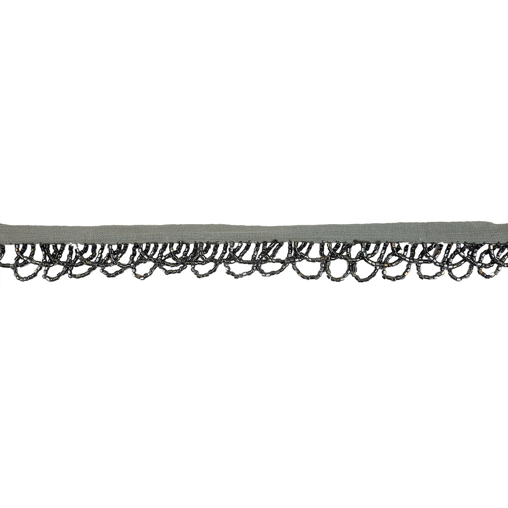 Vintage Gunmetal Small Looped Bugle Beaded Fringe - 1