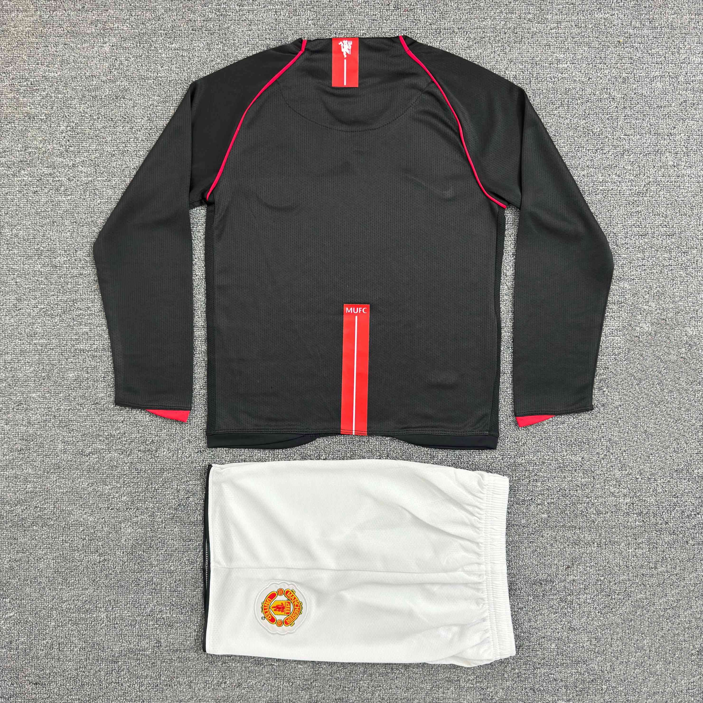 2007/2008 Retro Long Sleeve Manchester United Third Away Football Shirt 1:1 Thai Quality Kids Size
