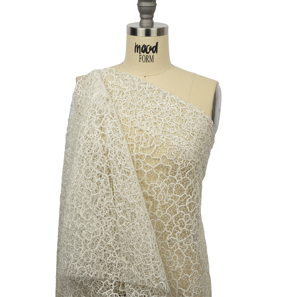 Guipure Lace with Glitter - White Meandering Lines - Joann Fabrics
