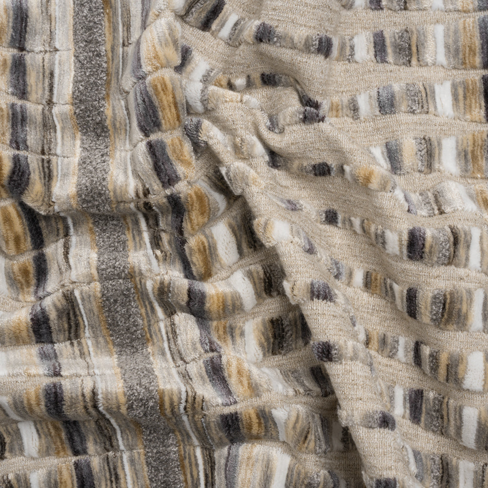 Sandstone Stripes and Plush Velvet Undulating Lines Upholstery Woven - Joann Fabrics