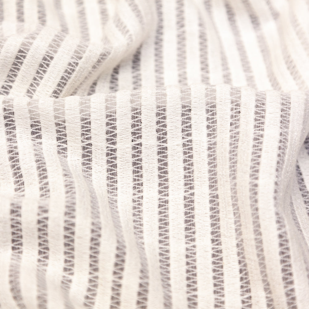 White Cotton Striped and Embroidered Crinkled Chiffon - Joann Fabrics
