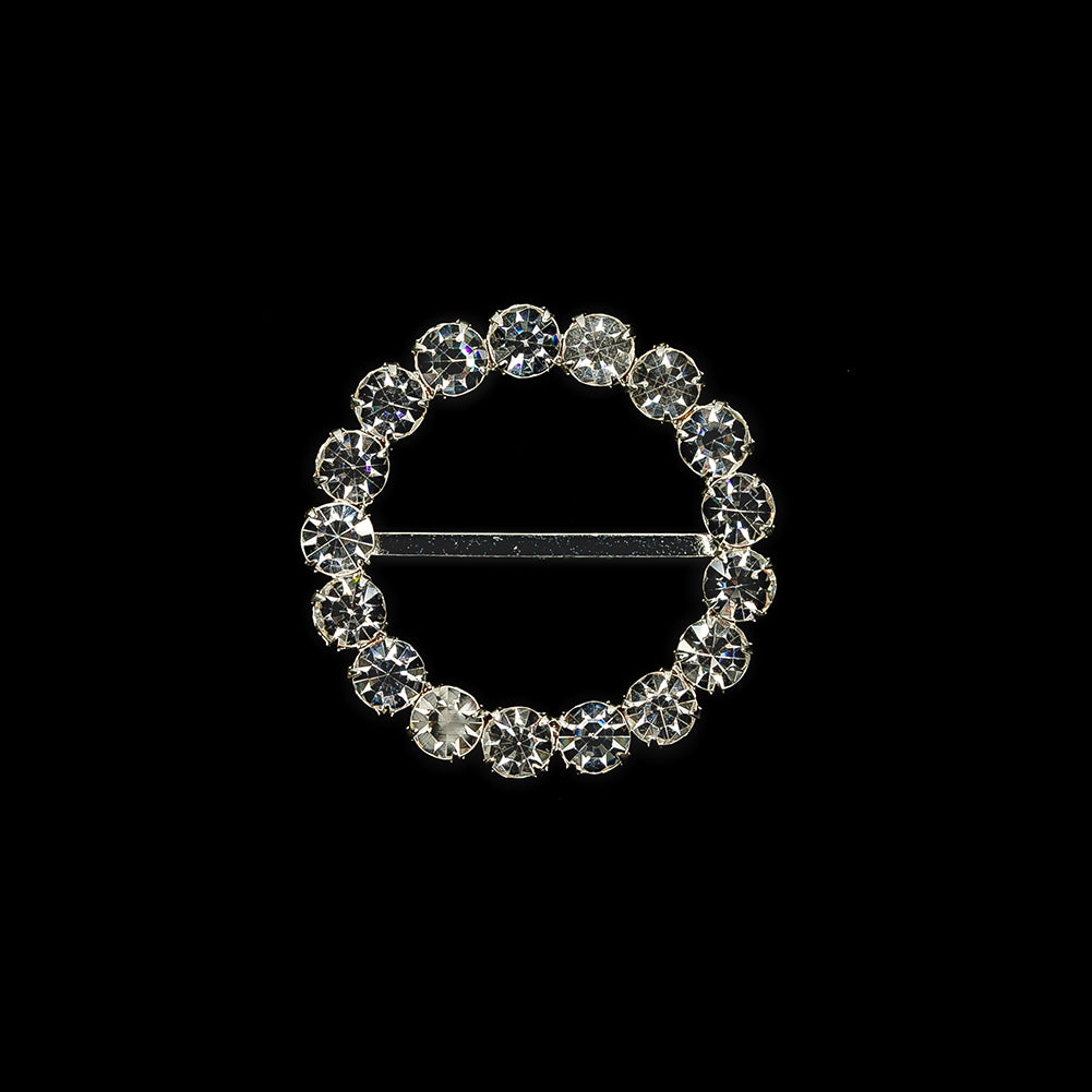 Vintage Czech Crystal Rhinestones and Silver Metal Slider - 2.25