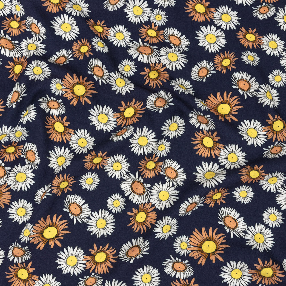 Rayon Batiste Print - Navy Floral - Mood Exclusive Navy Lazy Daisy Days - Joann Fabrics