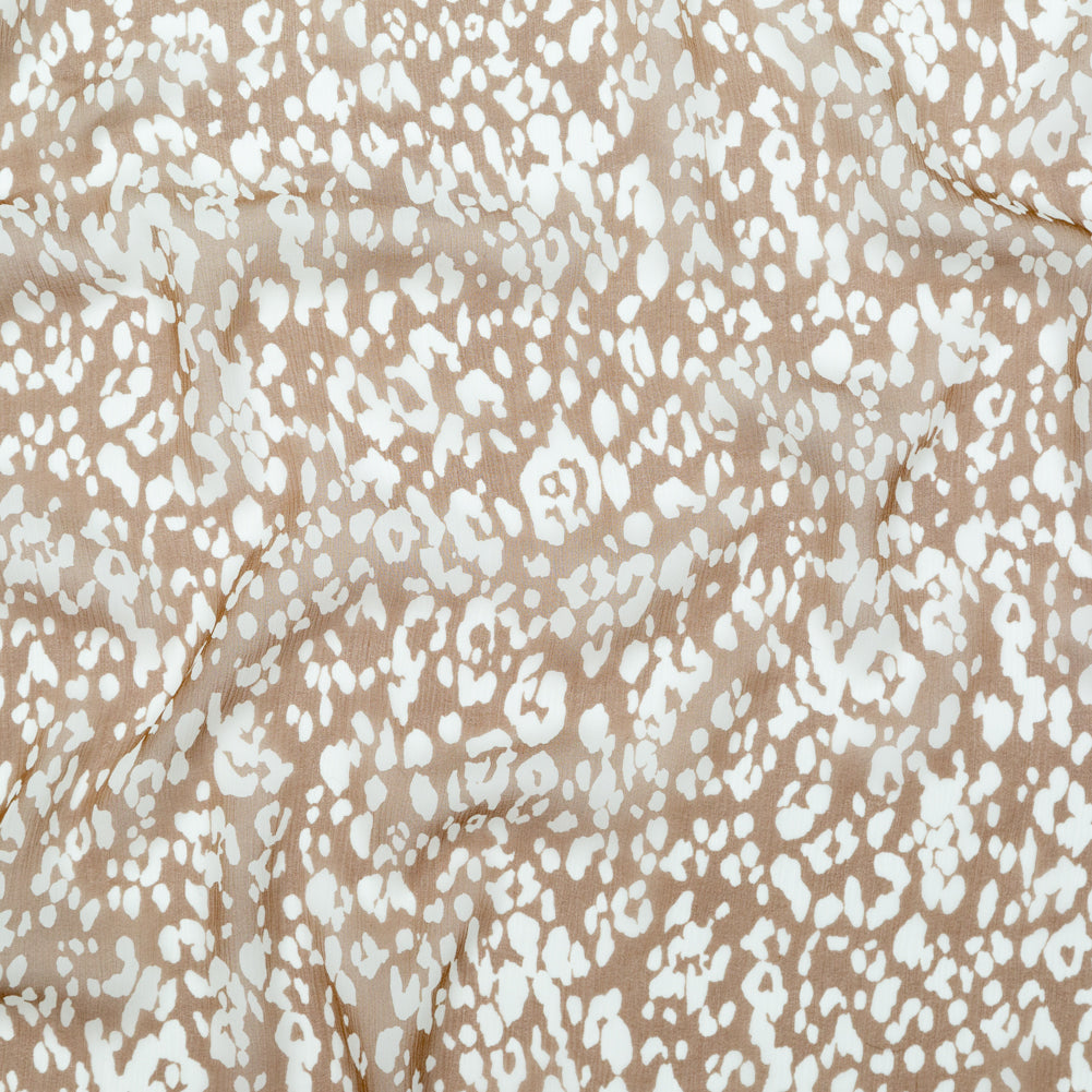 Wicker Ground and Cream Cobb Abstract Crinkled Silk Chiffon - Joann Fabrics