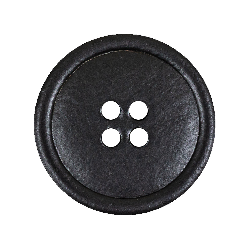 Italian Black Low Convex Leather 4-Hole Button - 44L/28mm - Joann Fabrics