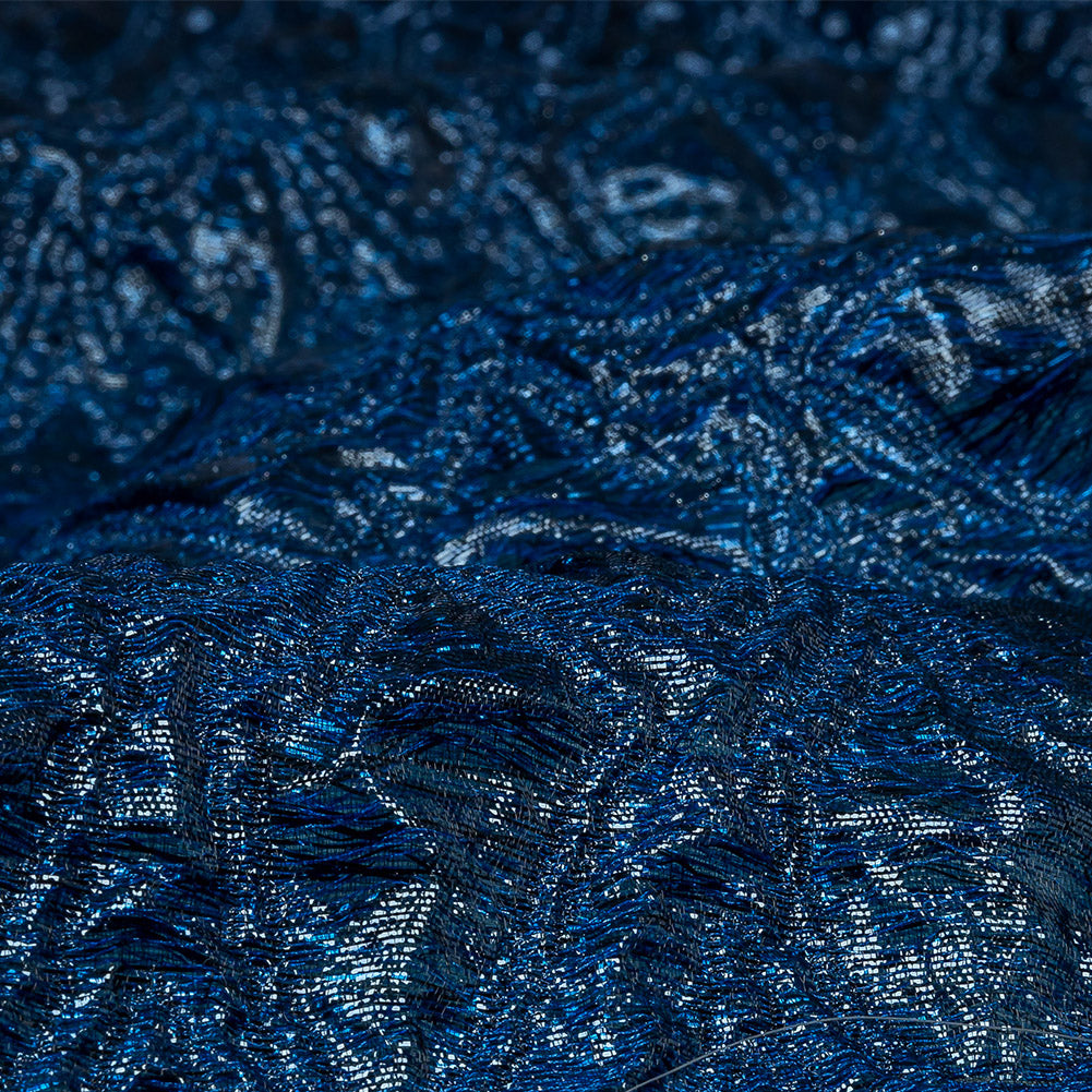 Mood Exclusive Metallic Magnetic Blue and Navy Feathers Ombre Luxury Brocade Panel - Joann Fabrics