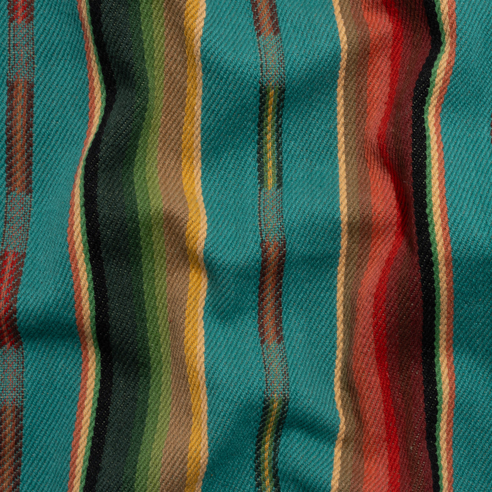Arizona Turquoise, Red and Green Striped Cotton Twill - Joann Fabrics