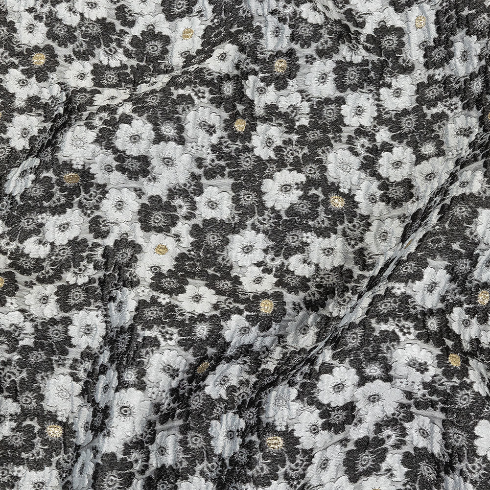 Black, Gray and Metallic Gold Floral Luxury Brocade - Joann Fabrics