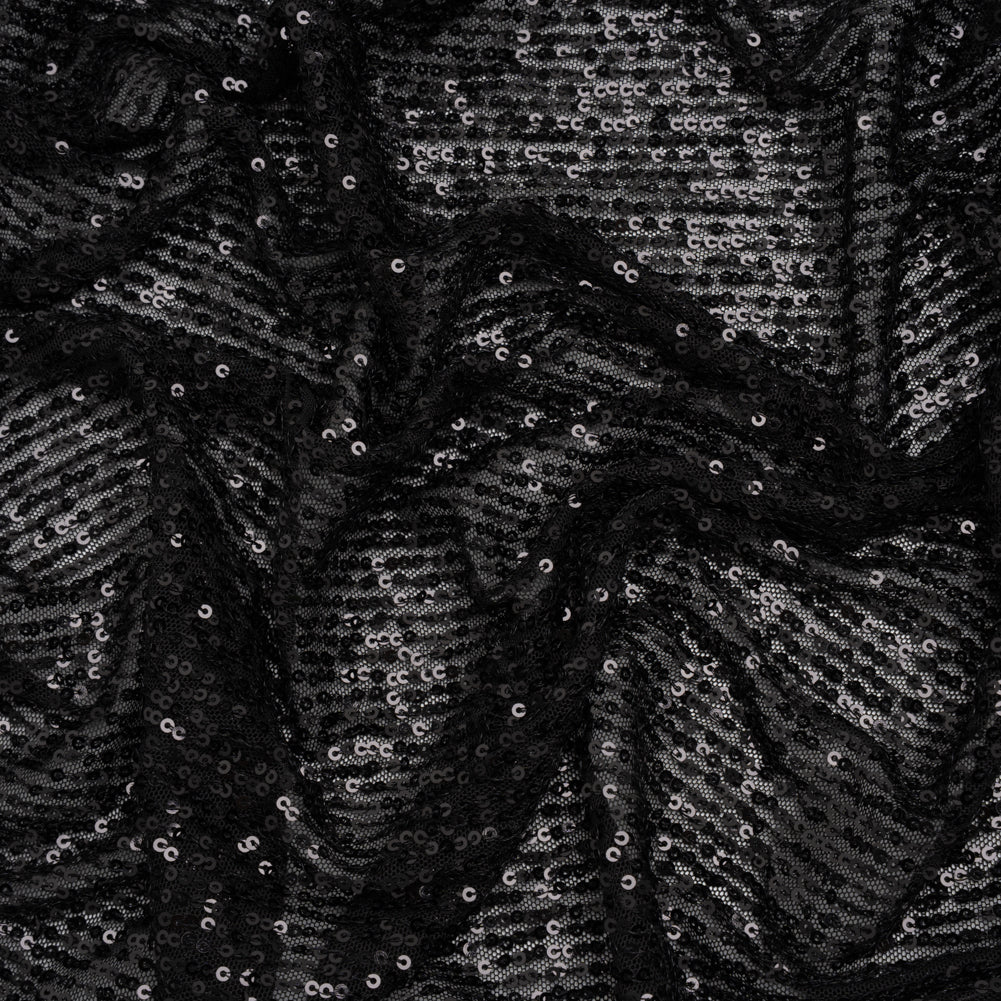 Recycled Polyester Circle Sequin Stripes on Stretch Mesh - Black - Transcendent Collection - Joann Fabrics