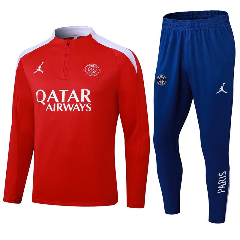 2025/2026 Psg Paris Saint-Germain Half-Pull Training Suit Red Set
