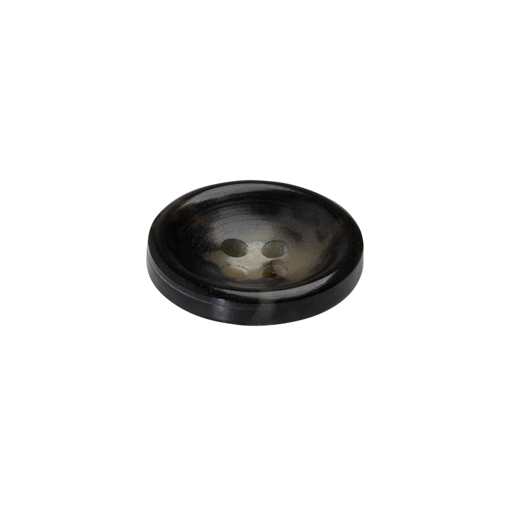 Plastic 4-Hole Button - 28L/18mm - Black and Beige Mottled Dish Shaped - Joann Fabrics