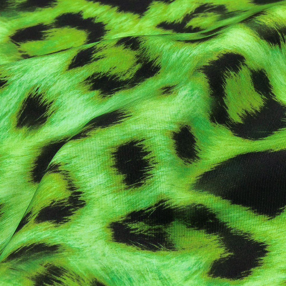 Compression Swimwear Tricot, UV Protective with Aloe Vera Microcapsules - Green Cheetah Spots - Caye Collection - Joann Fabrics