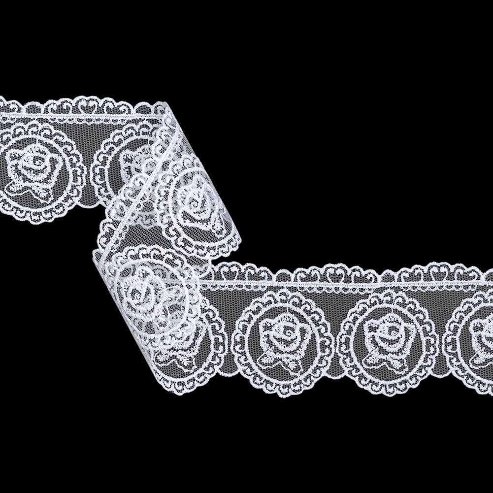 Embroidered Lace Tulle Trim with Scalloped Edges - 2.75