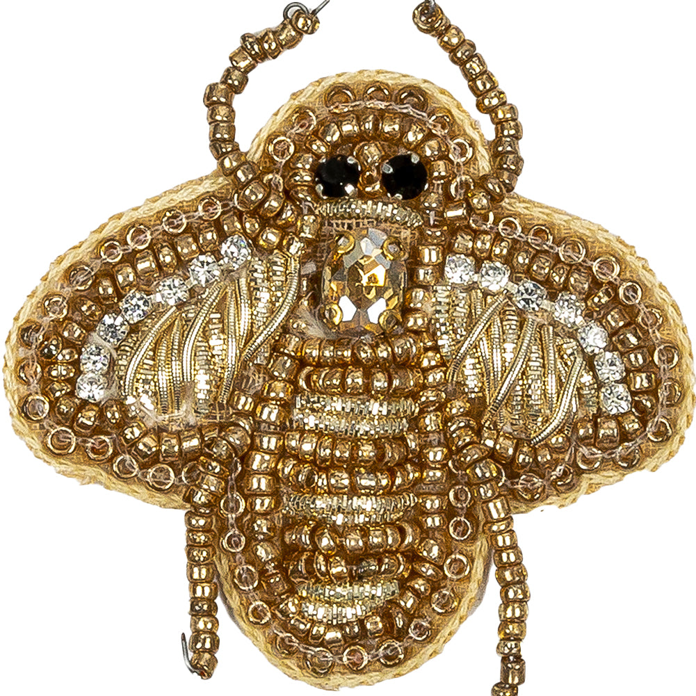Gold Bee Rhinestone and Glass Beaded Applique - 2