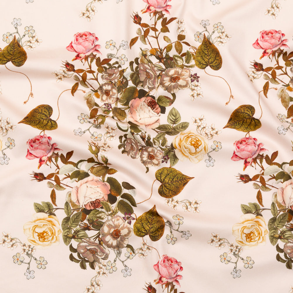 Stretch Cotton Sateen - Silver Peony Floral - Blossoms of the Heart Print - Mood Exclusive Kenko Collection - Joann Fabrics