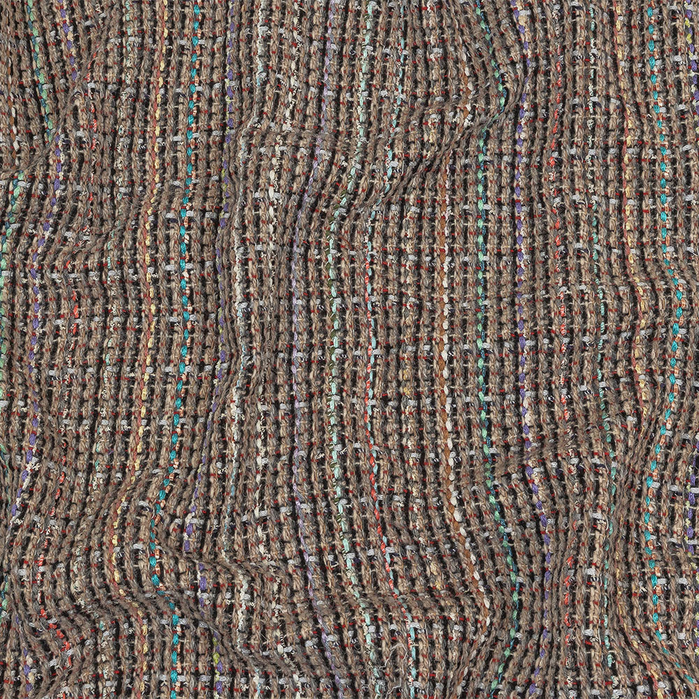 Italian Charcoal, Beige and Multicolor Blended Wool Tweed Woven - Joann Fabrics