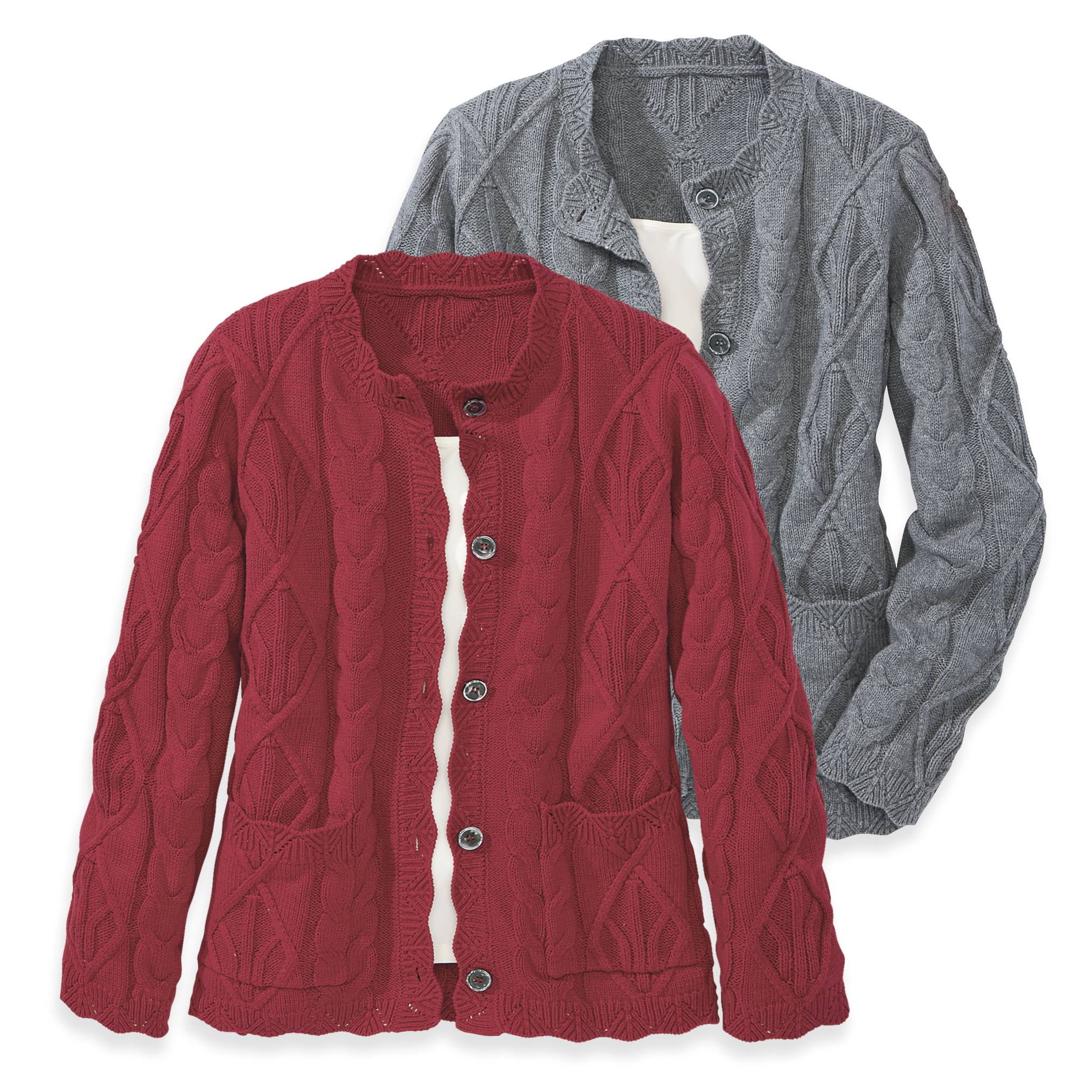 Scallop Cable Cardigan, Button Front, Pockets - Northstyle Catalog