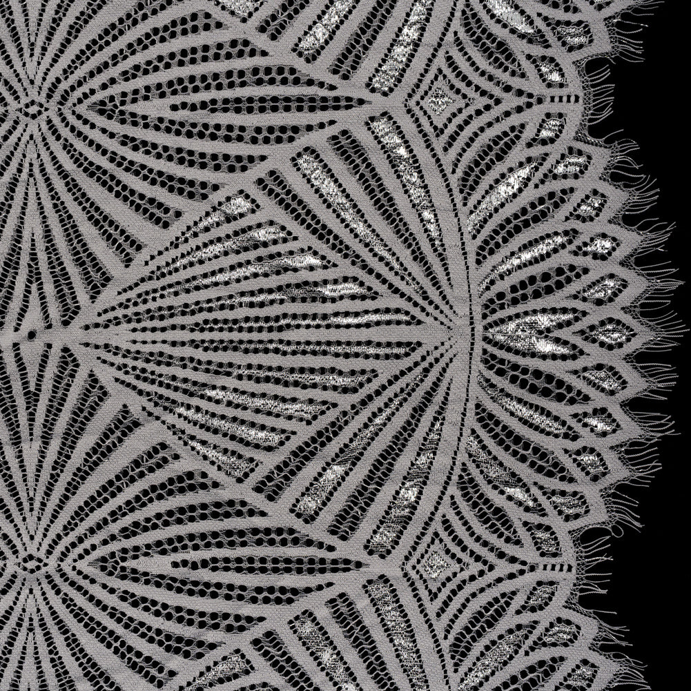 Metallic Lace Panel with Finished Edges - Silver and Gray Geometric Starburst - Joann Fabrics