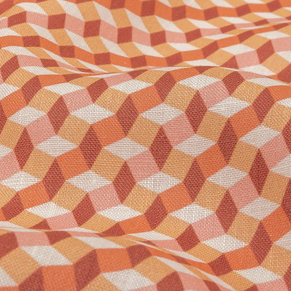Pink, Creamsicle and Burgundy Diamond Illusion Medium Weight Linen Woven - Joann Fabrics