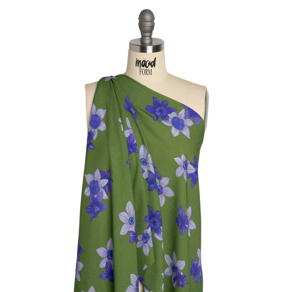 Viscose Crepe Print - Kelly Green and Indigo Floral - Mood Exclusive Baby Bunches - Joann Fabrics