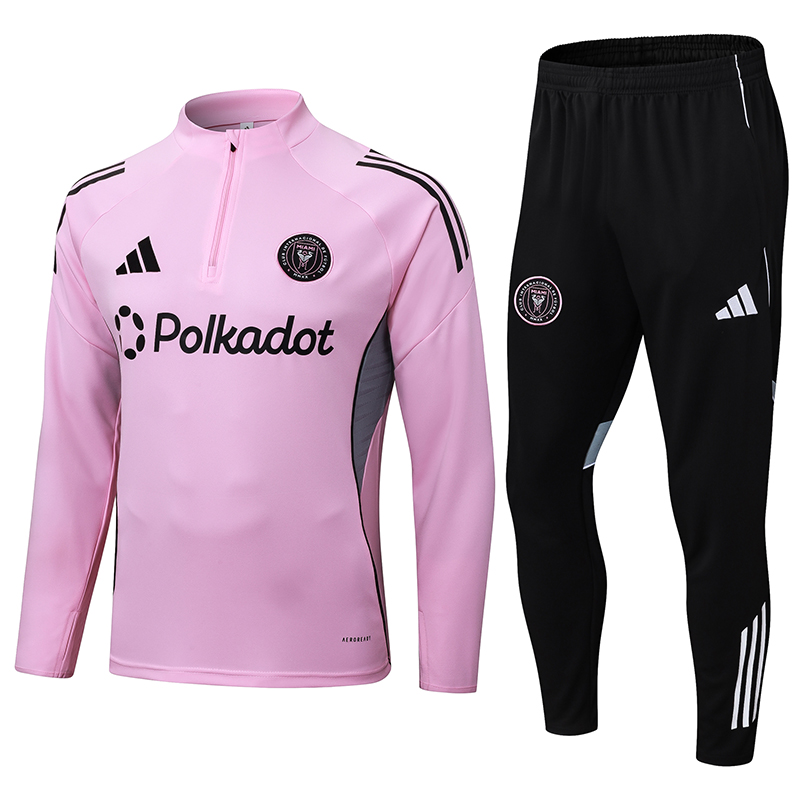 2025/2026 Inter Miami Half-Pull Training Suit Pink Football Shirt 1:1 Thai Quality Set
