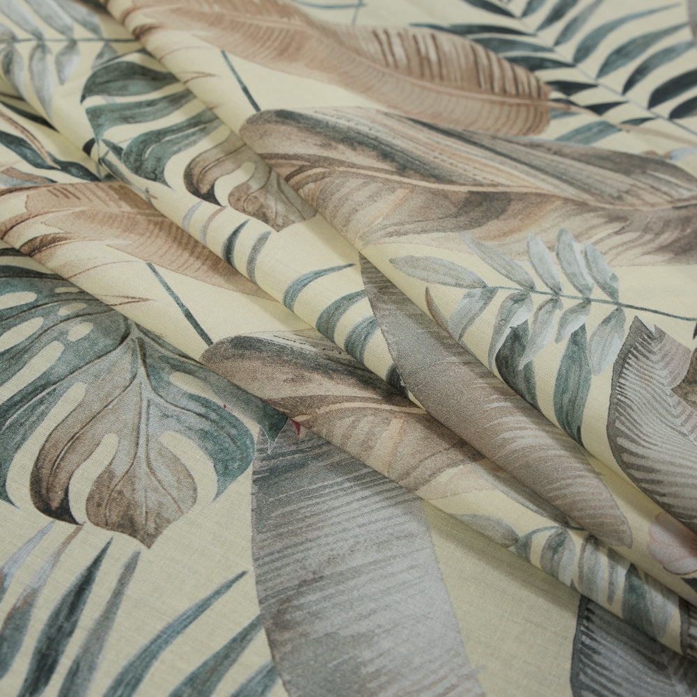 Cotton Voile - Yellow Tropical Leaves - Efficacy of Contentment Print - Mood Exclusive Key Largo Collection - Joann Fabrics