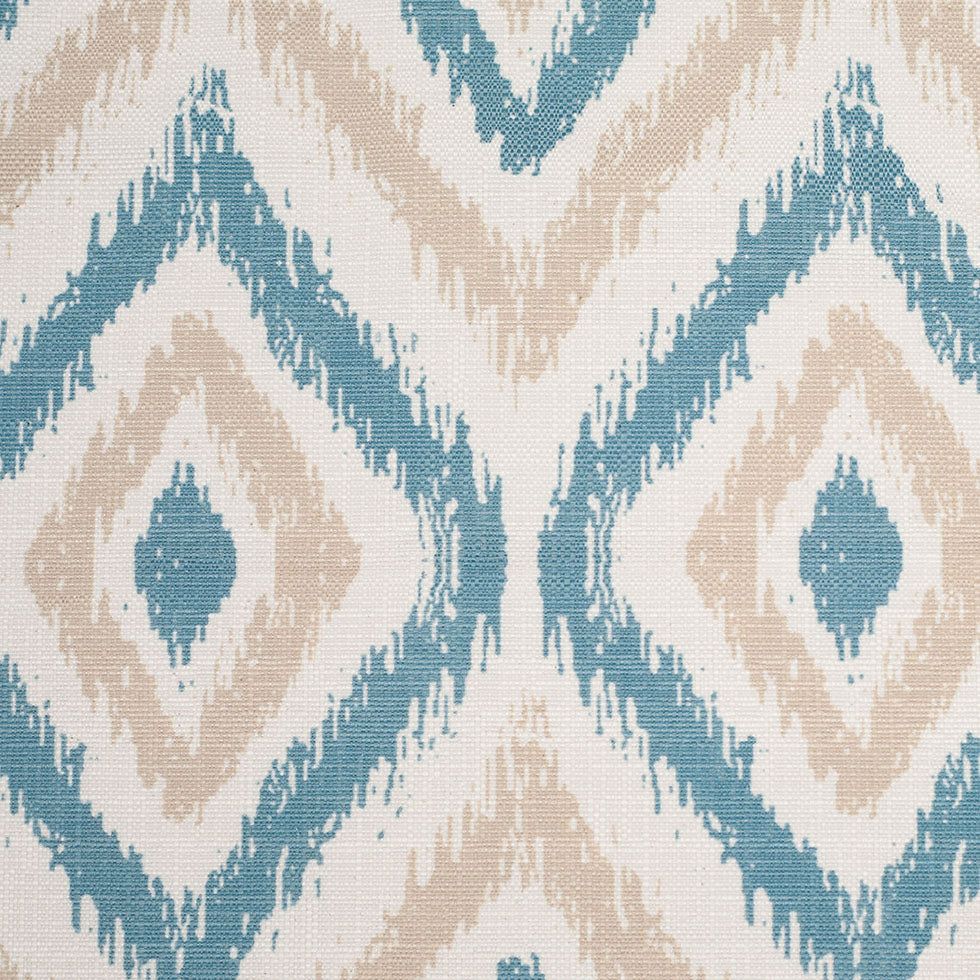 Spanish Blue/Beige Ikat-Like Geometric Poly/Cotton Canvas - Joann Fabrics