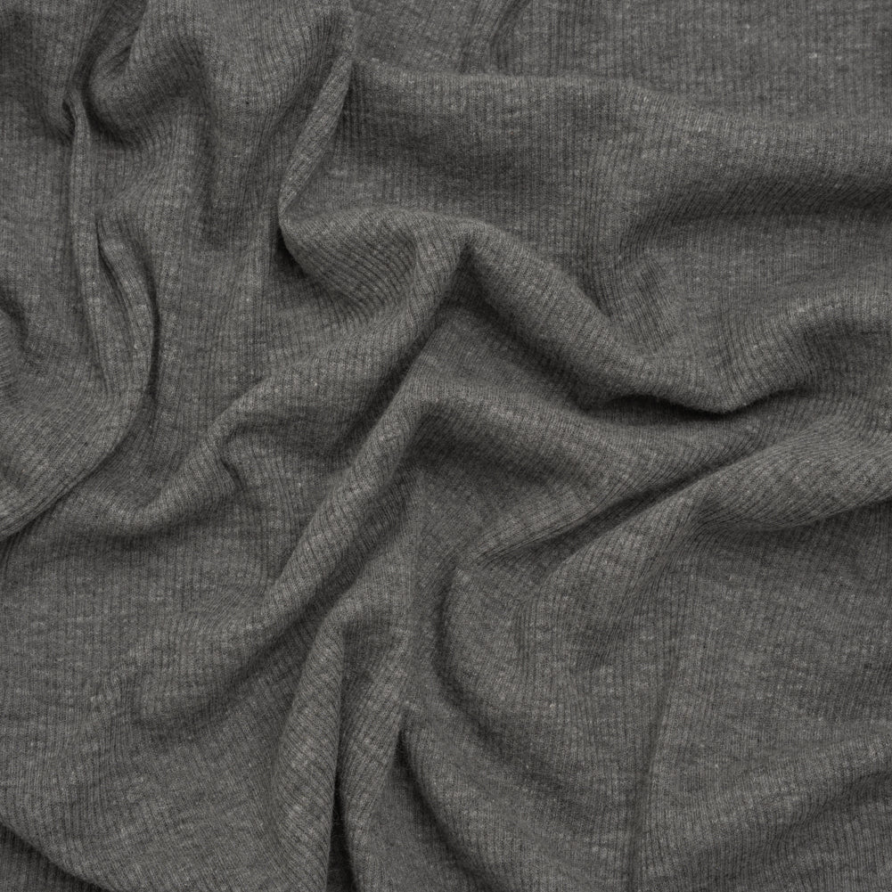 Cotton and Polyester 2x2 Rib Knit - Dark Heathered Gray - Deadstock - Joann Fabrics