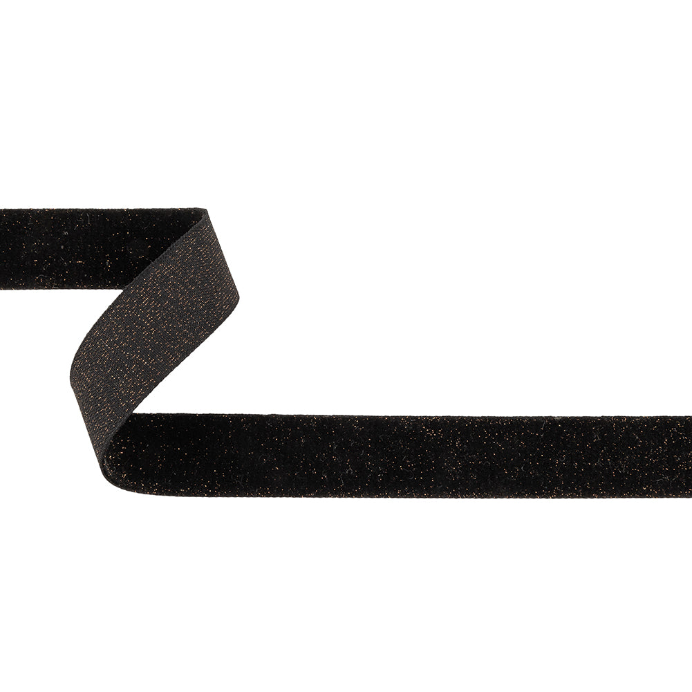 Black and Copper Glitter Velvet Trim - 1