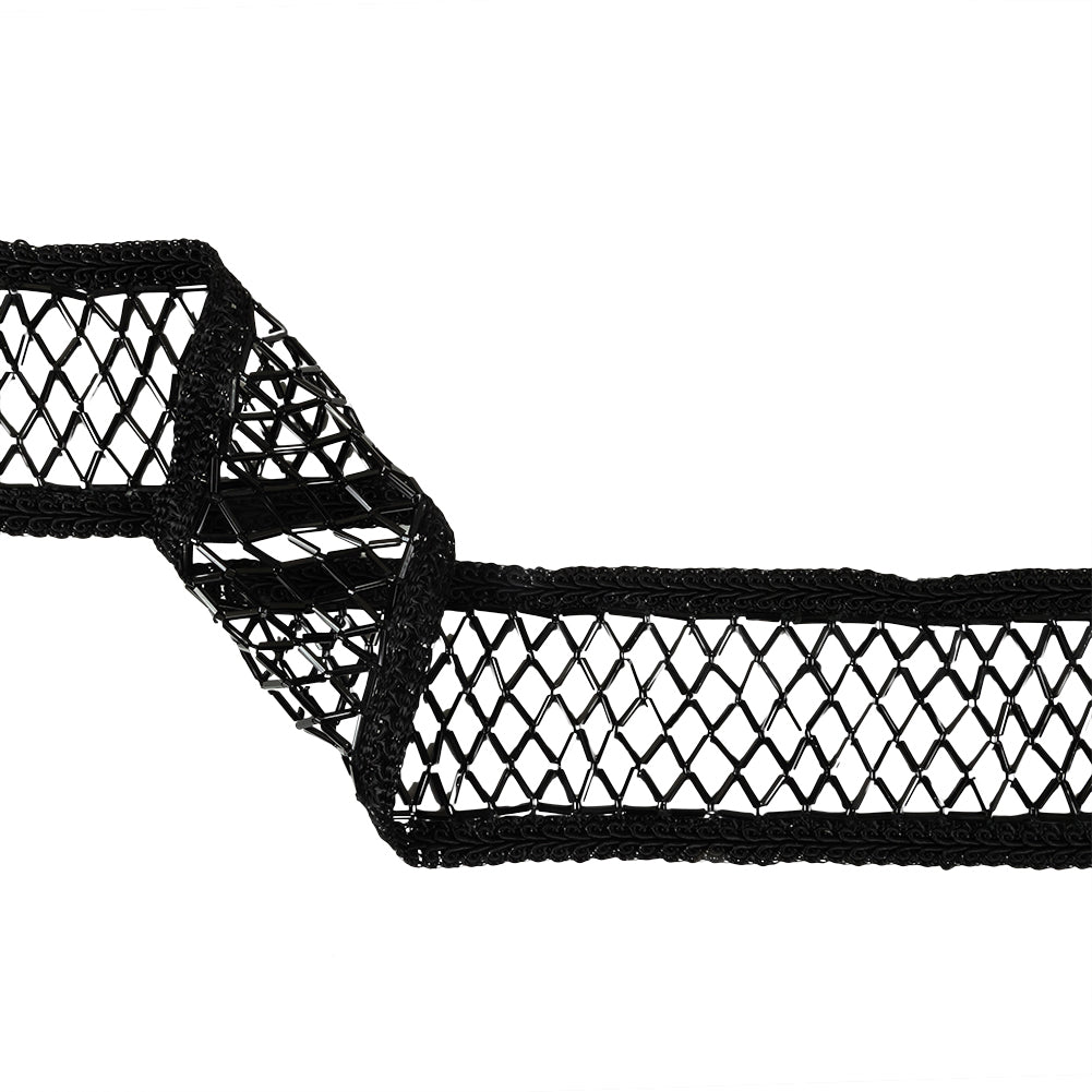 Vintage Black Beaded Latticework and Gimp Braid Trim - 2.25