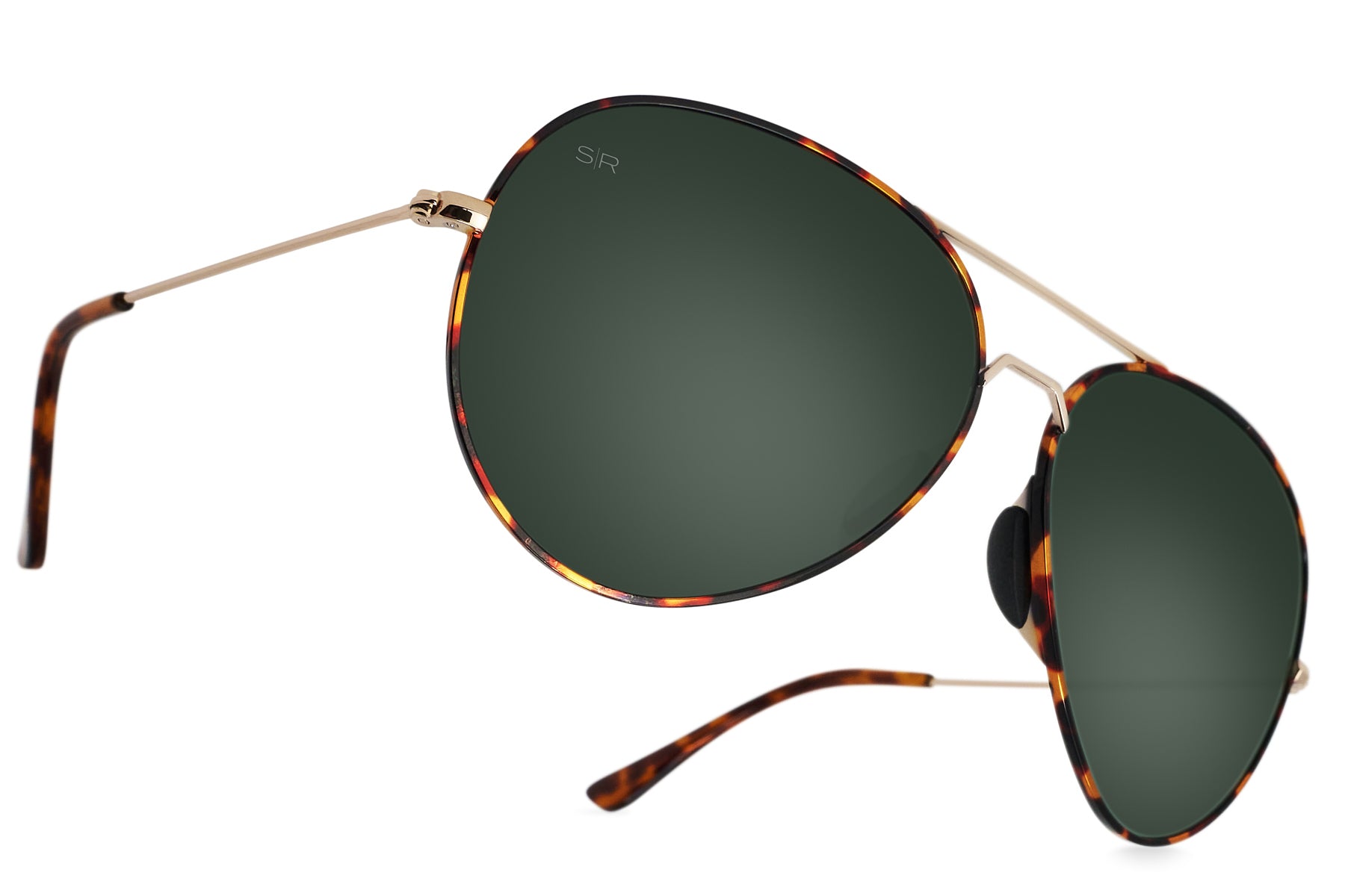 Tangle Free Aviator – Green Tortoise Polarized