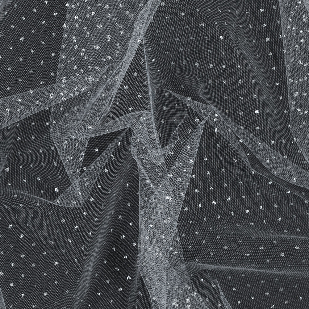 Glitter Tulle - Metallic Silver on White - Joann Fabrics