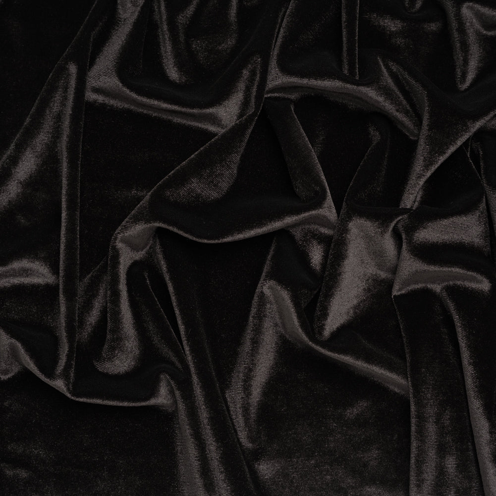 Stretch Polyester Velour - Warm Black - Designer Deadstock - Joann Fabrics