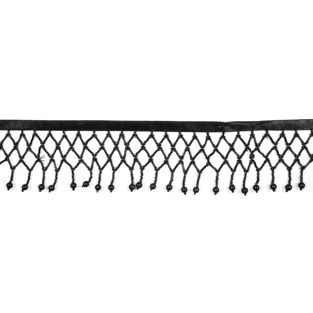 Black Beaded Fringe Trim - 2.5