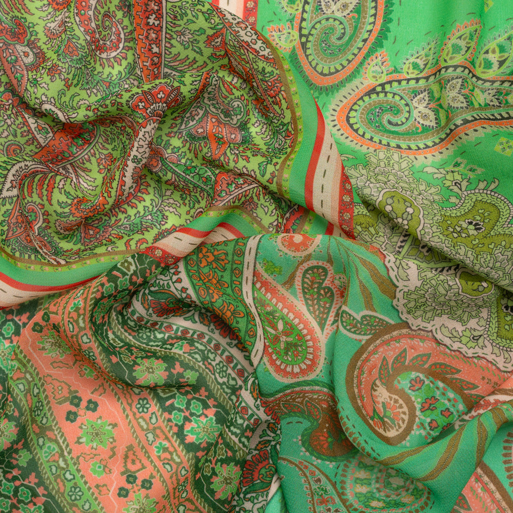 Mood Exclusive Green Petals and Paisleys Viscose Georgette - Joann Fabrics