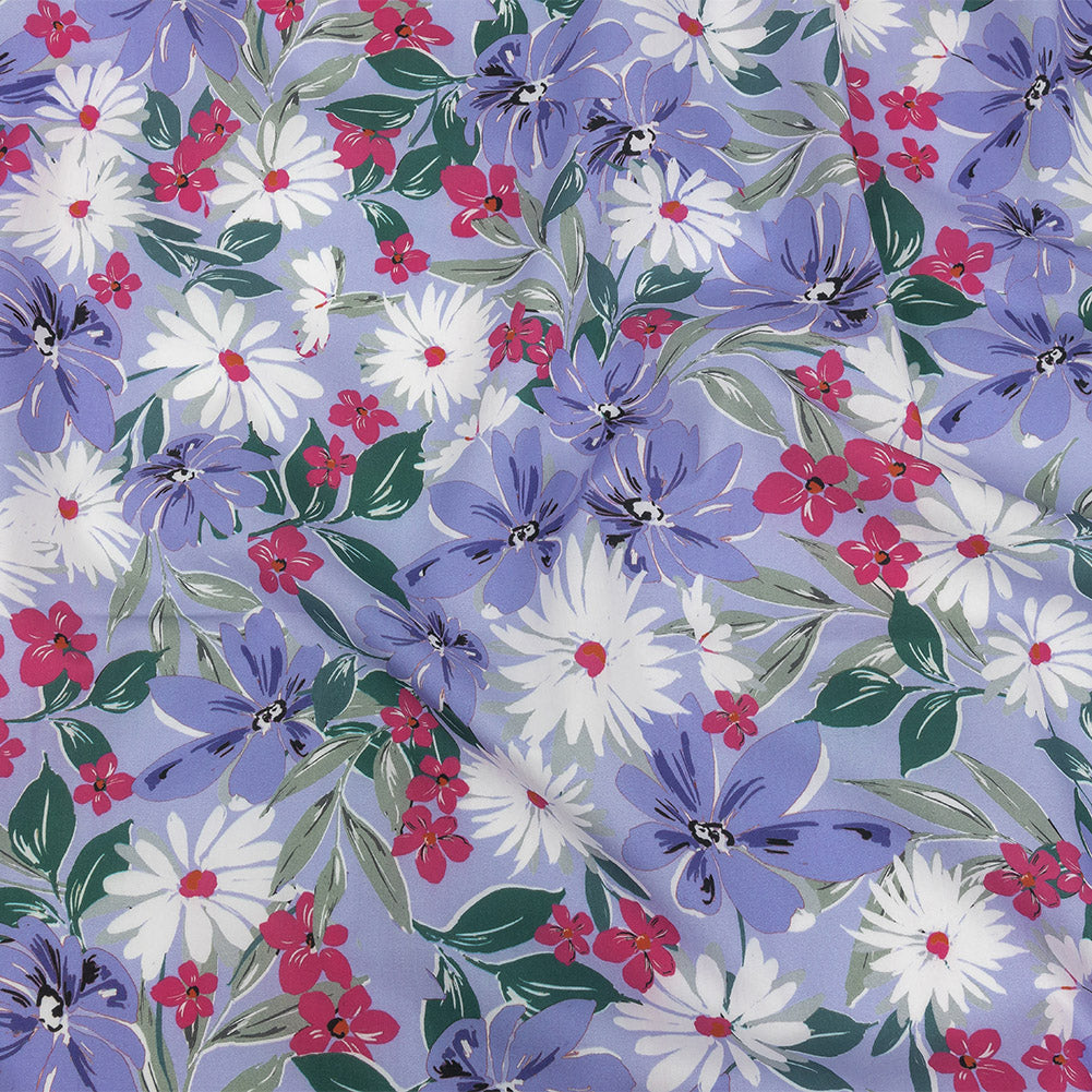 Cotton Poplin Print - Periwinkle, Pink and White Floral - Mood Exclusive April Shower Encore - Joann Fabrics