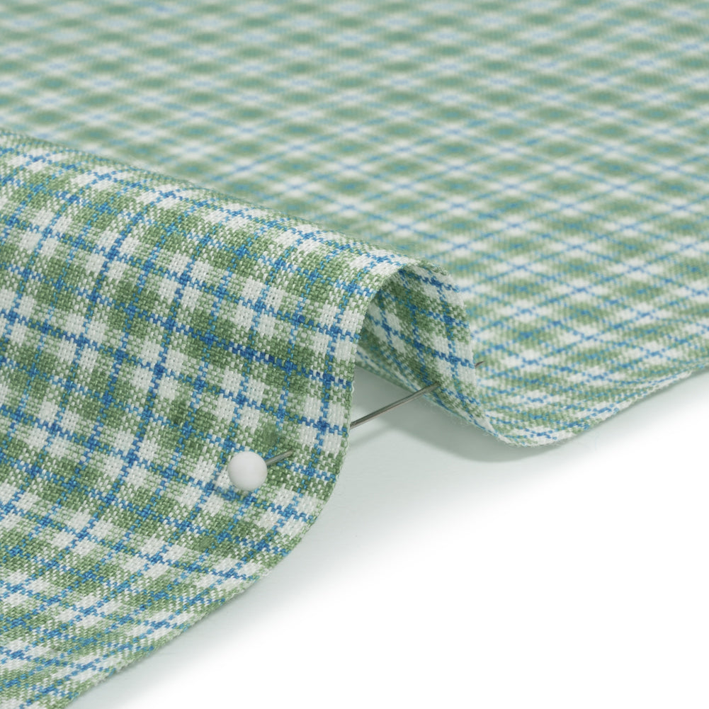 Grass Green, Blue and White Plaid Medium Weight Linen Woven - Joann Fabrics