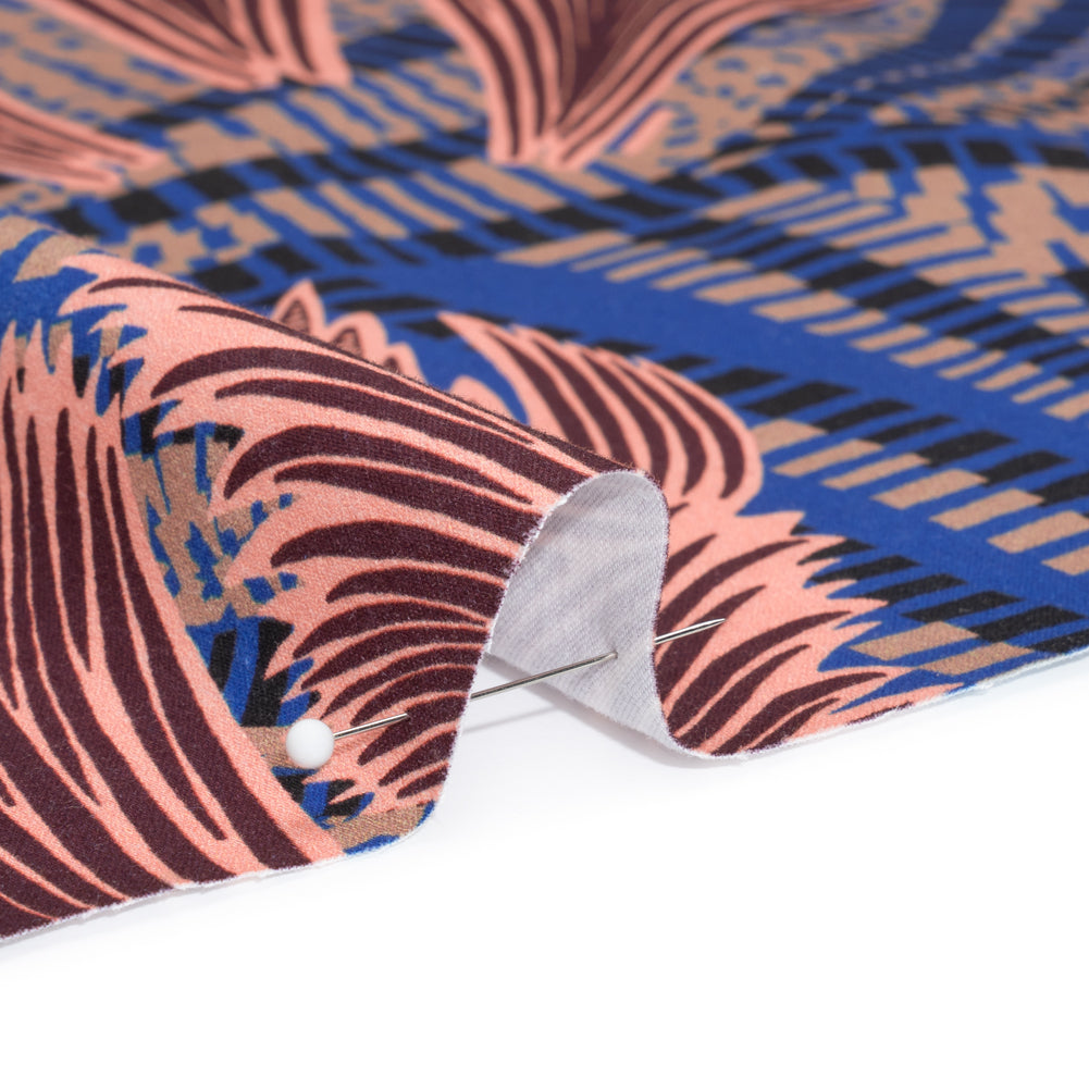 Stretch Cotton Sateen - Cobalt Blue and Burgundy Feathers - Joann Fabrics