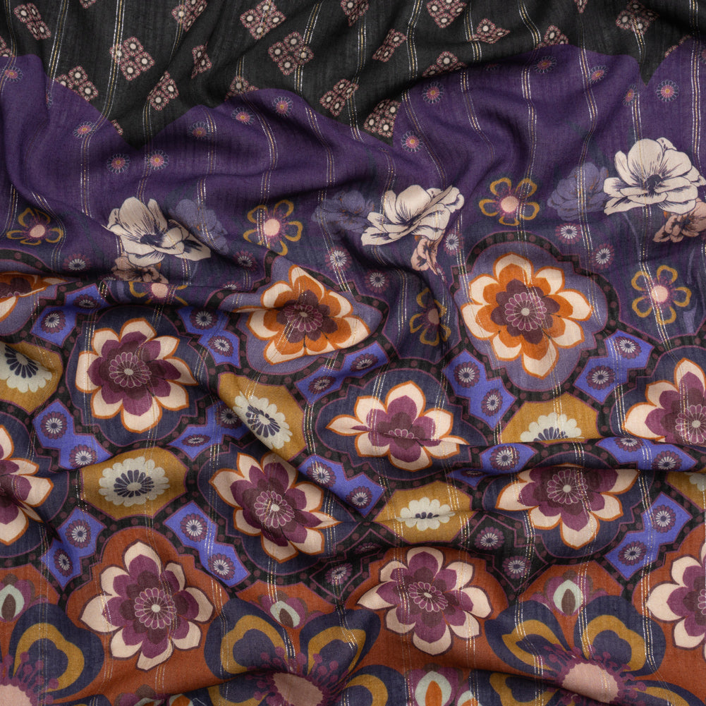 Mood Exclusive Black Petal Plaza Metallic Pinstriped Viscose Dobby - Joann Fabrics