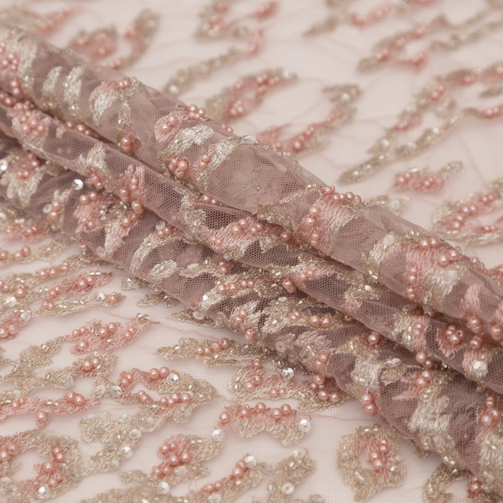 Fancy Etherea Abstract Beaded and Embroidered Tulle with Scalloped Edges - Joann Fabrics